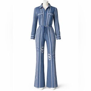 One Teaspoon Indigo boho Patterned Jumpsuit SZ S MSRP $230